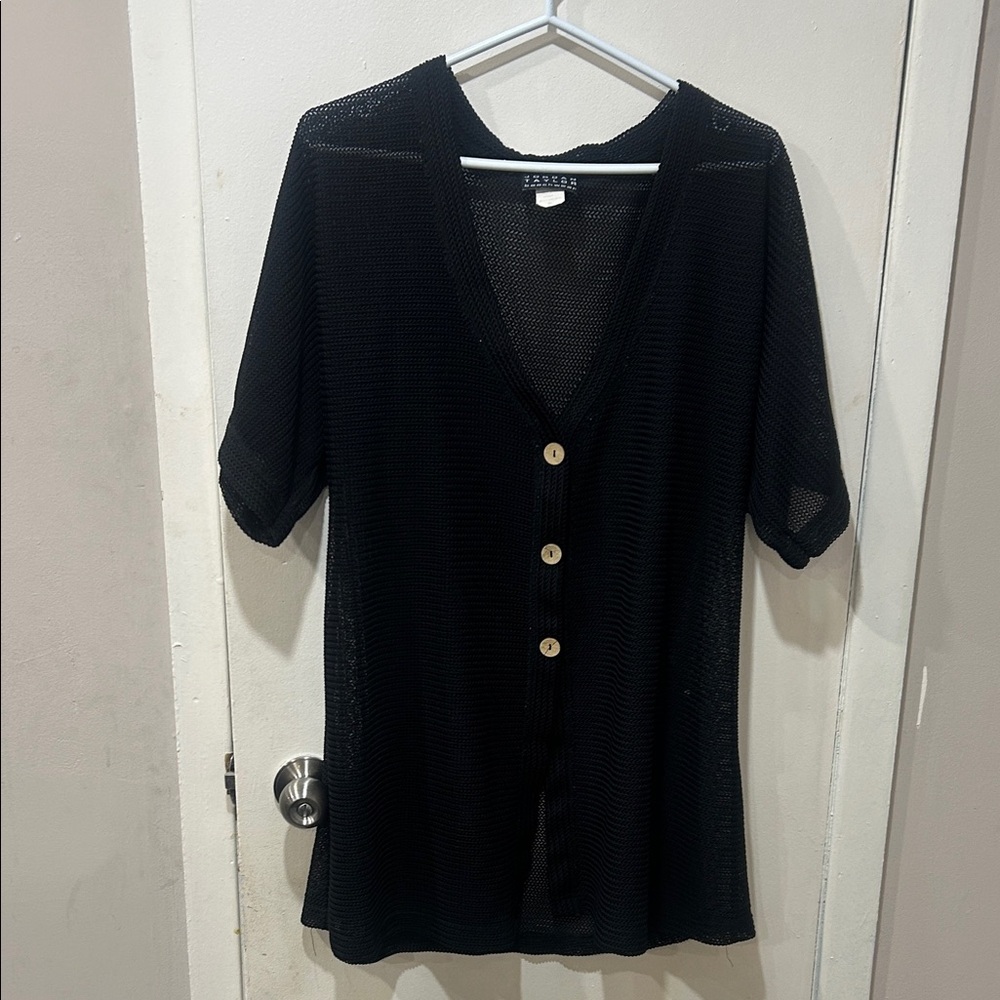 Elegant Black Sheer Button-Down Shirt